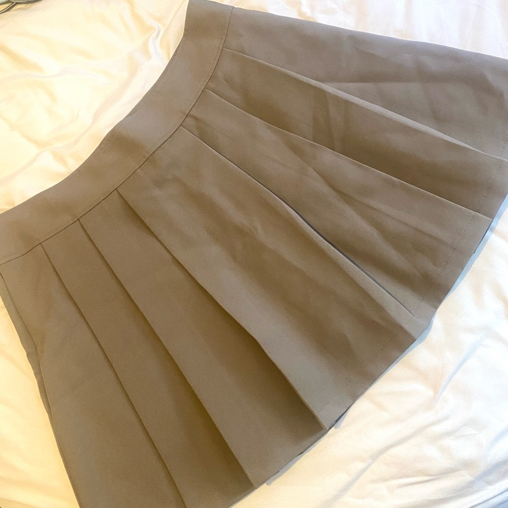 Brown Pleated Mini Skirt/Skort